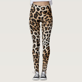 Cream Black Leopard Skriv ut Leggings