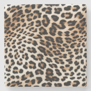 Cream Black Leopard Skriv ut Stenunderlägg