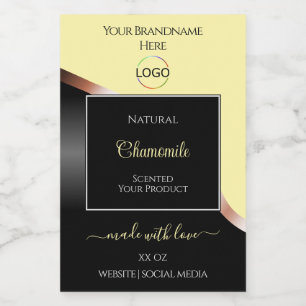 Cream Black Vågigt Ro Guld med Logotyp-produktetik Mat Etikett