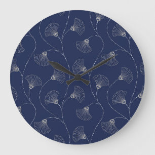 Cream Blommigt Art nouveau Indigo Stor Klocka