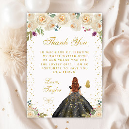 Cream Blommigt Brown Hair Princess Sweet sixteen Tack Kort