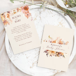 Cream Blommigt Fall Baby Shower Bokar för Baby Tilläggskort