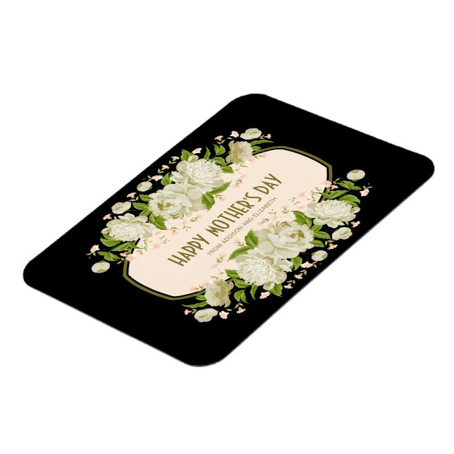 Cream Blommigt Lycklig Mors dag Magnet (Vänstra Sidan)