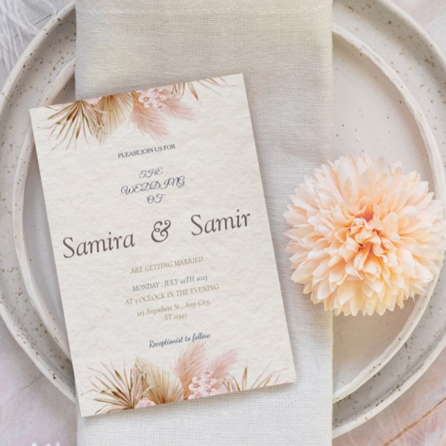 Cream Blommigt Rustic-bröllopsinbjudningar Flygblad (Skapare uppladdad)