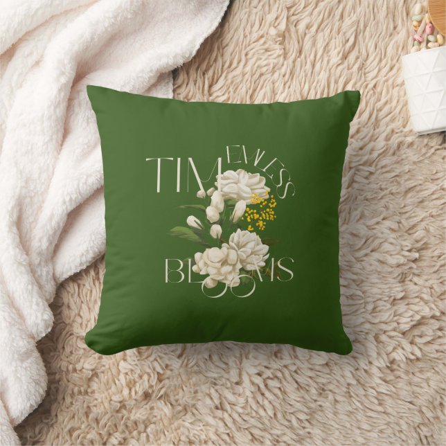 Cream Blommigt Timless Blooms Dekorativ kudde (Filt)