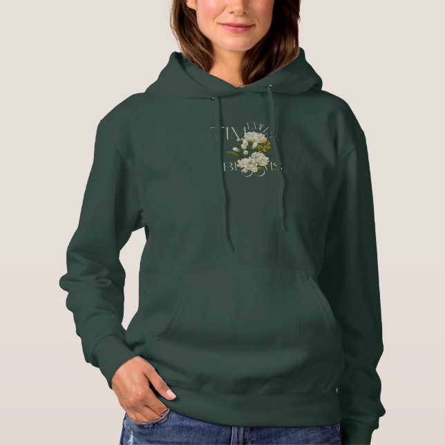 Cream Blommigt Timless Blooms Hoodie Sweatshirt T Shirt (Framsida)