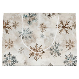 Cream Blue Brown Snowflakes Christmas