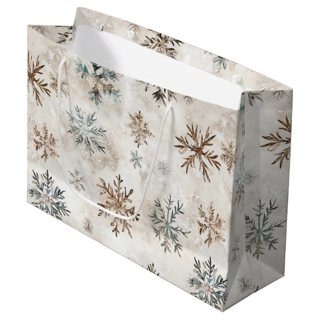 Cream Blue Brown Snowflakes Christmas (Framsidan Vinklad)
