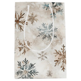Cream Blue Brown Snowflakes Christmas