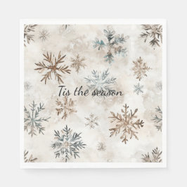 Cream Blue Brown Snowflakes Christmas Pappersservett