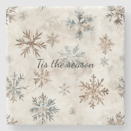 Cream Blue Brown Snowflakes Christmas Stenunderlägg