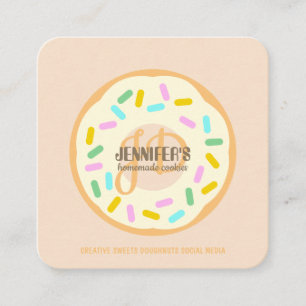 Cream Blush Baked Kreativt Cookies Munk Fyrkantigt Visitkort