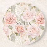 Cream Blush Pink Roses Floral   Underlägg<br><div class="desc">Romantic Cream Blush Pink Roses Floral</div>