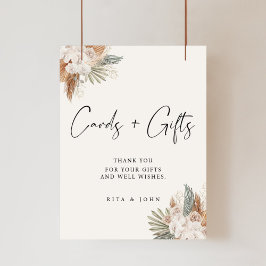 Cream Boho Blommigt Cards and Gifts Bröllop Sign Poster