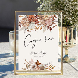Cream Boho-Blommigten är för Cigar Pub Bröllop-sig Poster