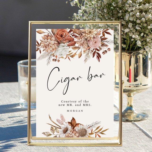 Cream Boho-Blommigten är för Cigar Pub Bröllop-sig Poster (Skapare uppladdad)