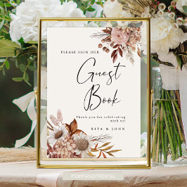 Cream Boho Bröllop Skriv under vårt Guestbook-teck Poster