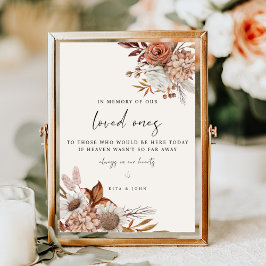 Cream Boho in Loving Memory Bröllop Sign Poster