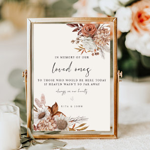 Cream Boho in Loving Memory Bröllop Sign Poster