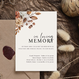 Cream Boho In Loving Memory Bröllop Sign Poster