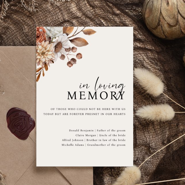 Cream Boho In Loving Memory Bröllop Sign Poster (Skapare uppladdad)
