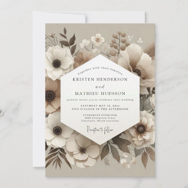 Cream Botanical Whisper Wedding Inbjudningar (Framsida)