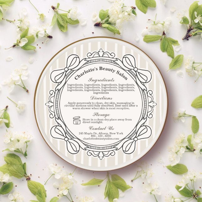 Cream Bow Ram Ingredienser & Anvisningar Etikett (Cream Bow Frame Ingredients & Directions Label)