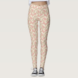Cream-Brick Paisley Mönster Leggings