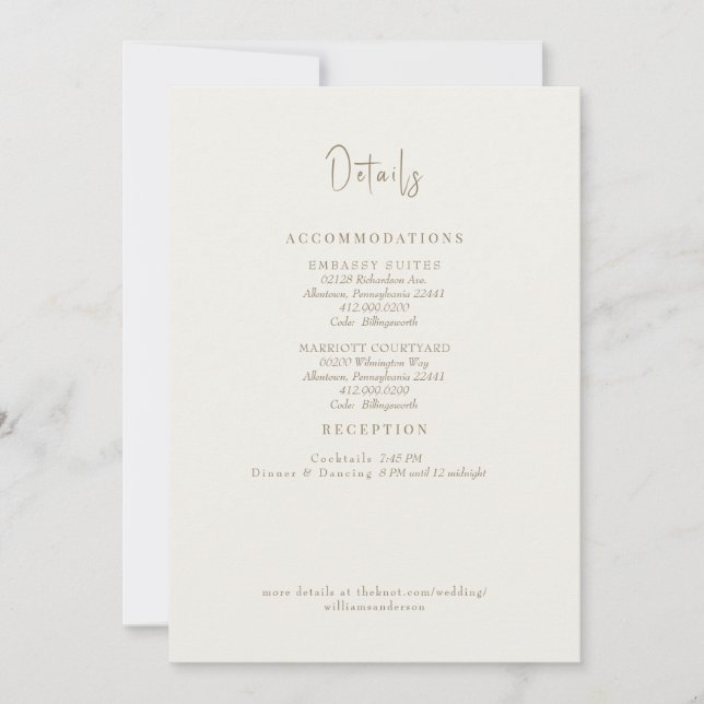 Cream Bröllop Detaljer Fall Foliage-hölje Inbjudningar (Framsida)