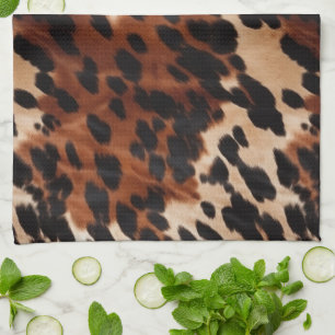 Cream Brown Black Cowhide Kökshandduk