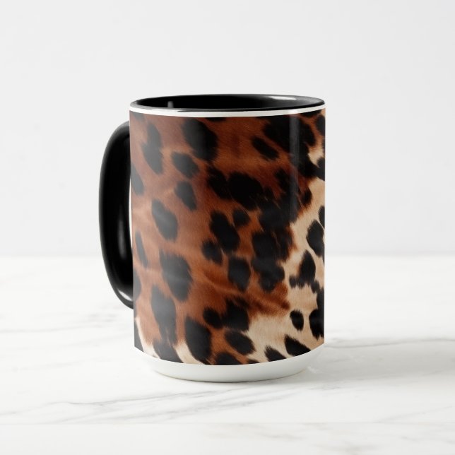 Cream Brown Black Cowhide Mugg (Framsida vänster)