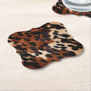 Cream Brown Black Cowhide Underlägg Papper