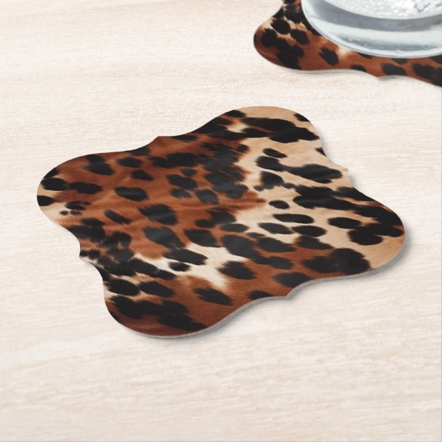 Cream Brown Black Cowhide Underlägg Papper (Vinklad)