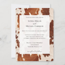 Cream Brown Cowhide Western Wedding Inbjudningar