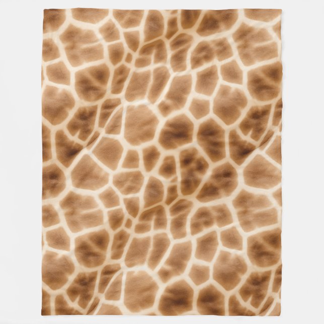 Cream Brown Giraffe Animal Print Fleecefilt (Framsidan)