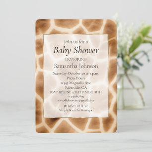 Cream Brown Giraffe Animal Print Inbjudningar