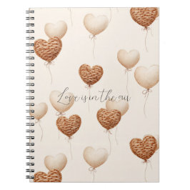 Cream Brown Heart Balloons Love in the Air Anteckningsbok