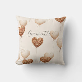 Cream Brown Heart Balloons Love in the Air Kudde