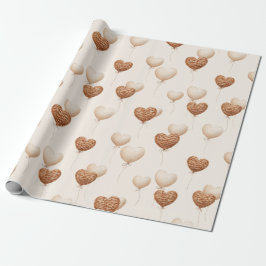 Cream Brown Heart Balloons Love in the Air Presentpapper