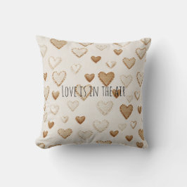 Cream & Brown Hearts   Kudde