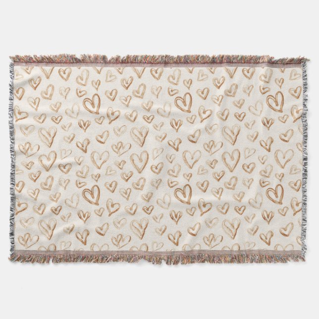 Cream Brown Hearts Valentine's Day Love Filt (Framsidan)