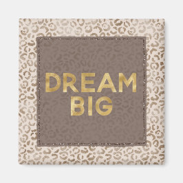 Cream Brown Leopard Print Guld Dream Magnet