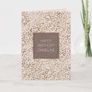 Cream Brown Leopard Skriv ut födelsedagen Kort
