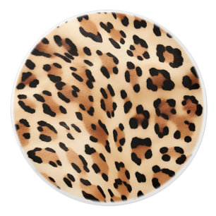 Cream Brown Leopard Skriv ut Knopp