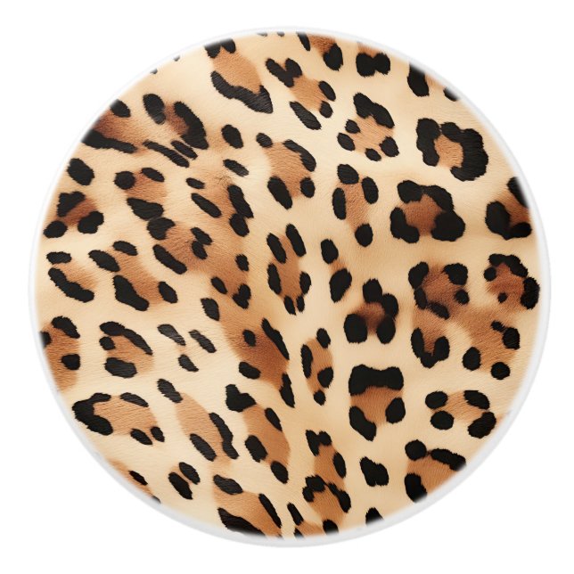 Cream Brown Leopard Skriv ut Knopp (Framsidan)