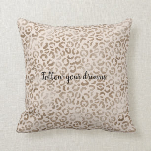 Cream Brown Leopard Skriv ut       Kudde