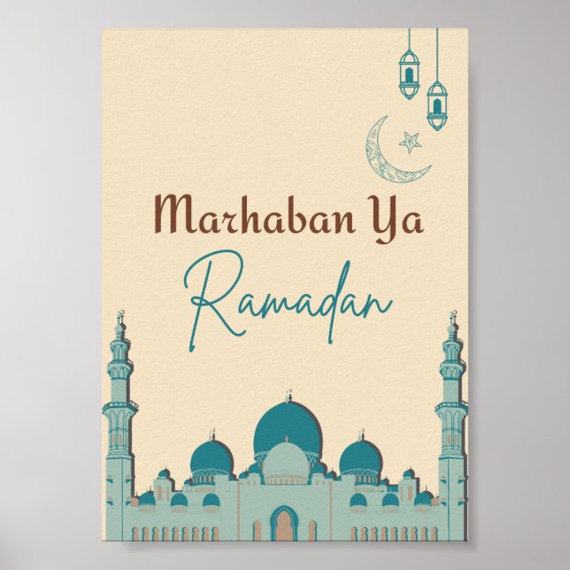 Cream Brown Marhaban Ya Ramadan Poster (Framsidan)