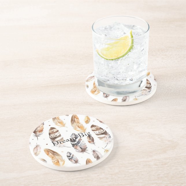 Cream Brown Native Feathers Underlägg (Sidan)