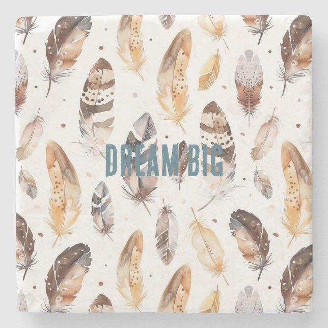 Cream Brown Native Tribal Feathers Stenunderlägg (Framsidan)