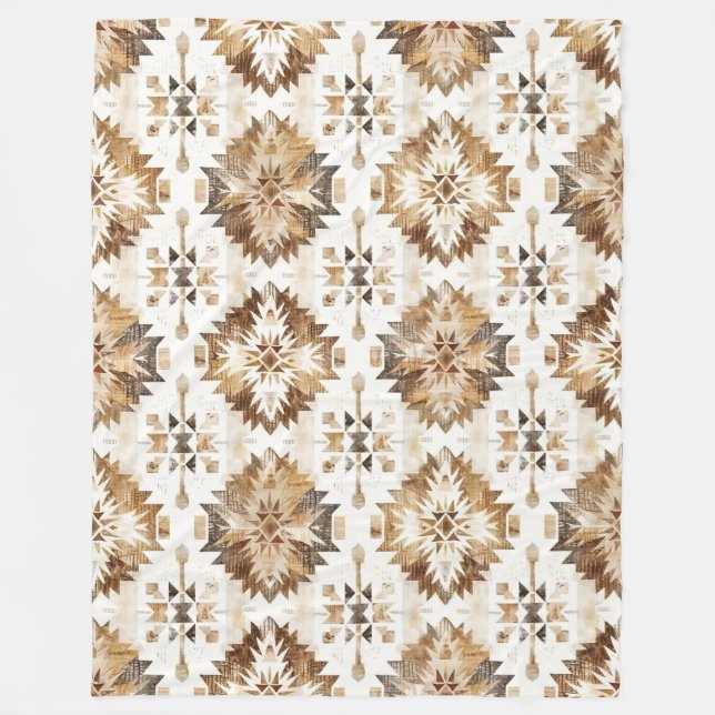 Cream Brown Native Tribal Fleecefilt (Framsidan)